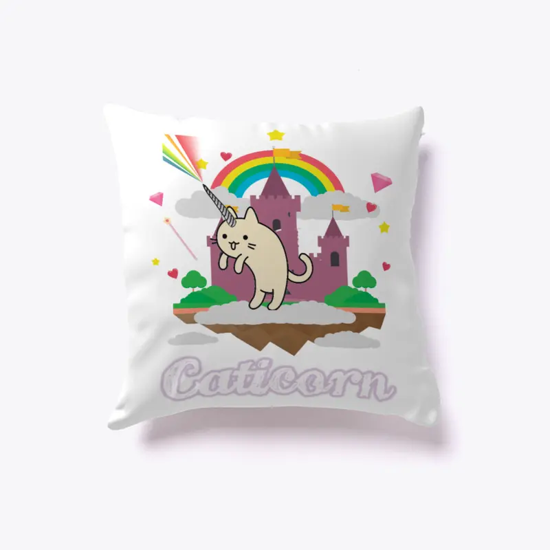 Caticorn Cat Unicorn Castle Pillow