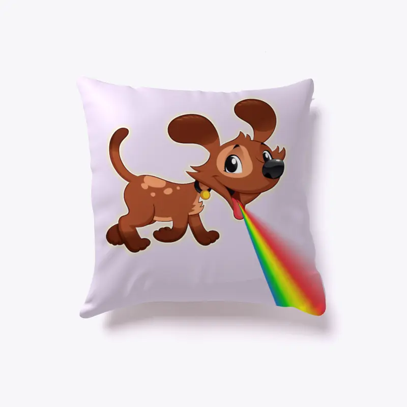 Puppy Dog Rainbow Bark Pillow